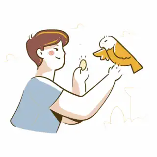 мужчина с птицей, подкормка, деньги