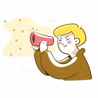 парень смотрит на звезды, строение, схему, оценивает